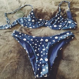 Zaful Navy Floral Bikini